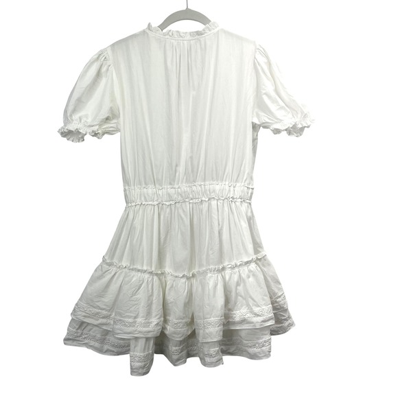 Altar'd State Tiered tassel short puff sleeves mini dress Size M white smocked - Picture 6 of 9